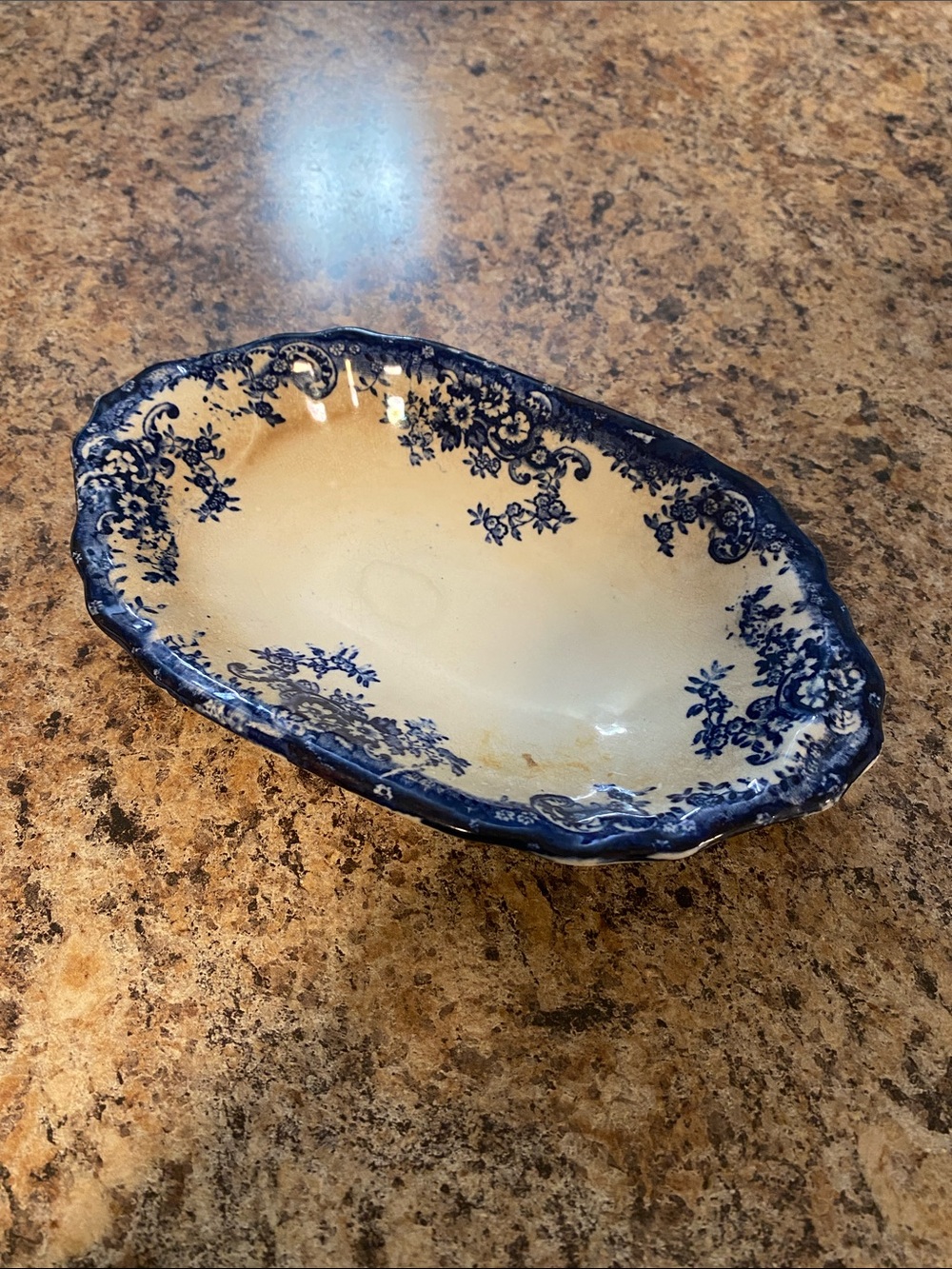 Dresden England Vintage Blue Floral Scalloped Dish